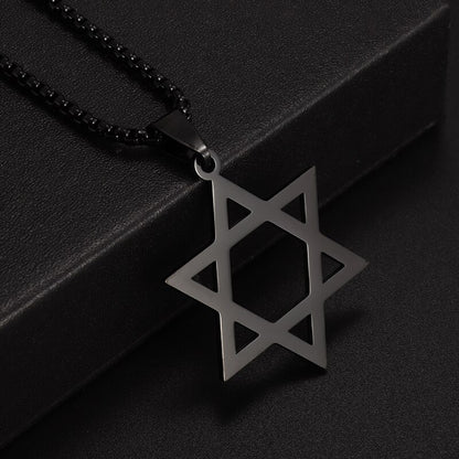 Exquisite Stainless Steel Hexagram Pendant Necklace for Men and Women Simple Daily Party Wearing Jewelry Necklace