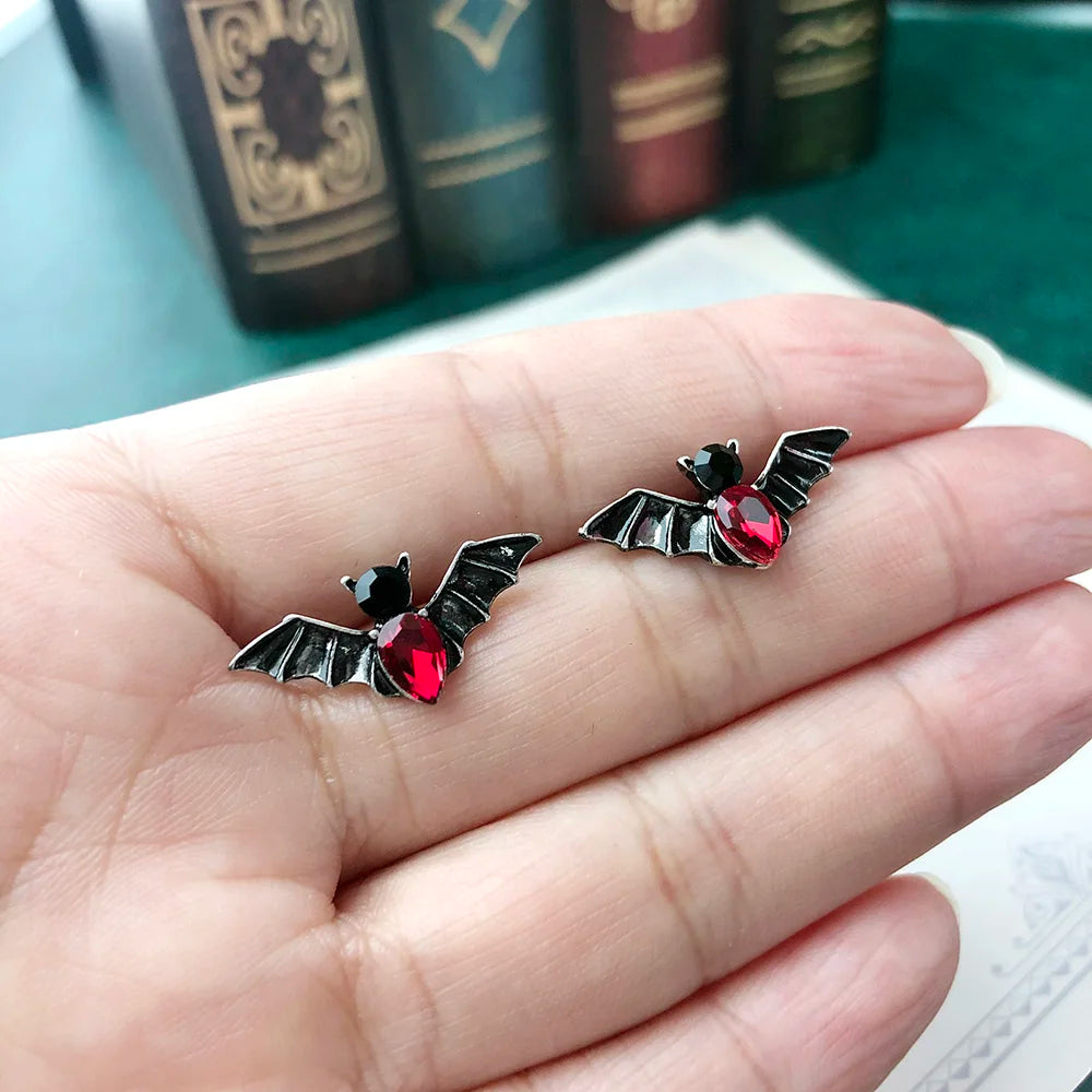 Small Halloween Goth Bat Stud Earrings for Women Trend Gothic Cartilage Ear Accessories Gold Color Zirconia Fashion Jewelry E489 - Charlie Dolly