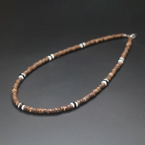 Tribal Coconut and Puka Shell Boho Necklace for Men