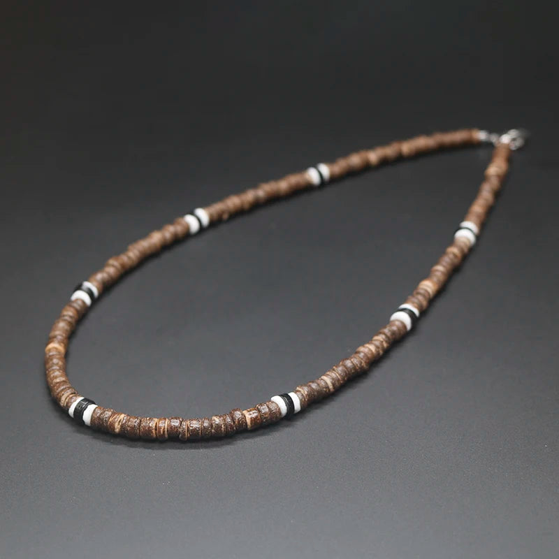 2023 Tribal Coconut Beads Necklace Men Ethnic Bohemia Puka Shell Surfer Necklace For Men Jewelry Collar Hombre Gift for Him