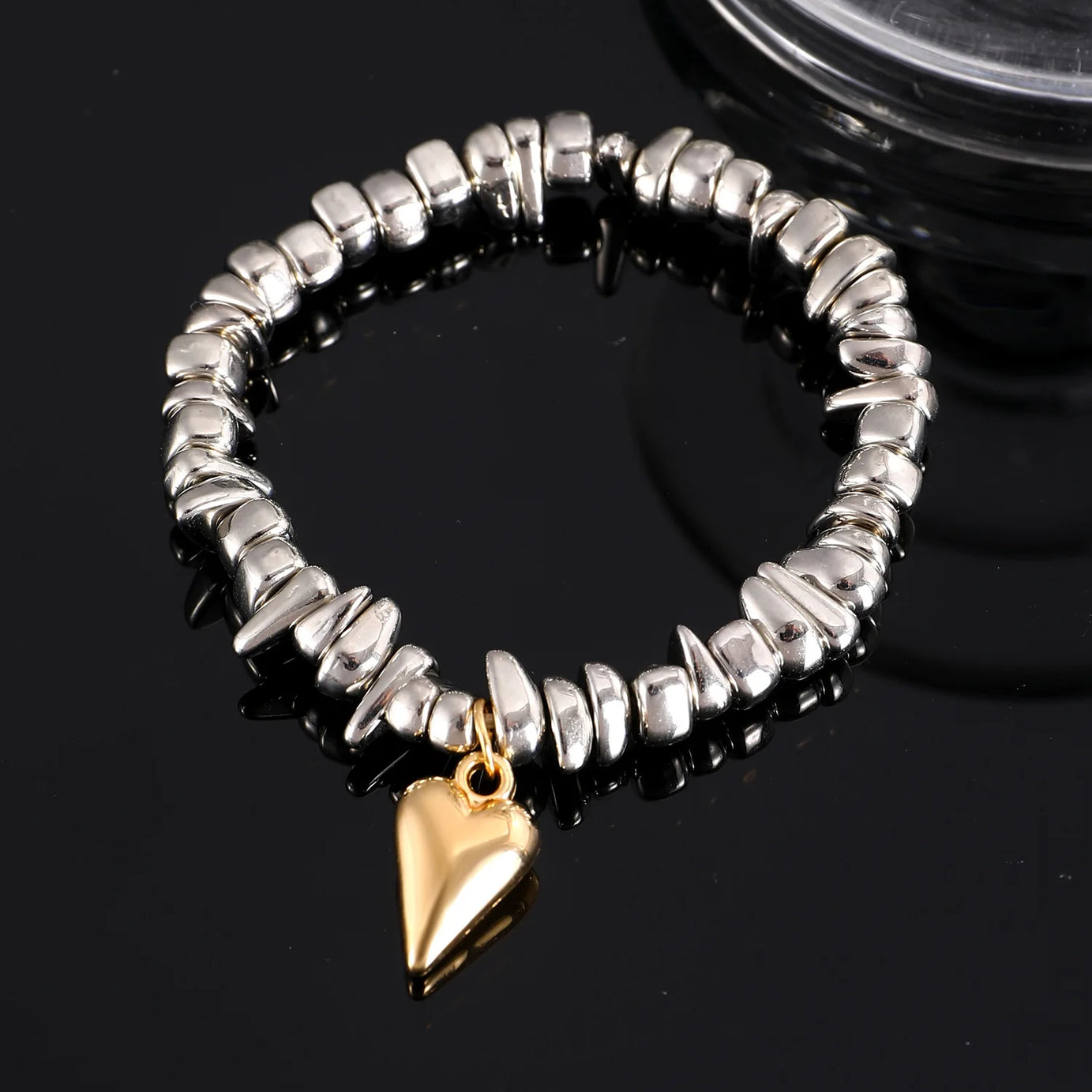 Heart Shell CCB Bead Pendant Boho Bracelet