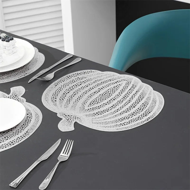 2024 New PVC Placemats for Halloween Dining Table Decoration Pumpkin Shaped Desktop Heat Insulation Pad - Charlie Dolly
