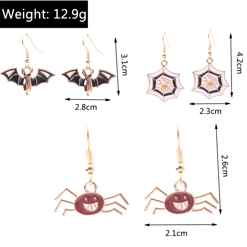 Aihua Fashion Halloween Earrings Enamel Ghost Pumpkin Skeleton Mummy Bat Drop Earrings For Women Halloween Night Party Jewelry - Charlie Dolly