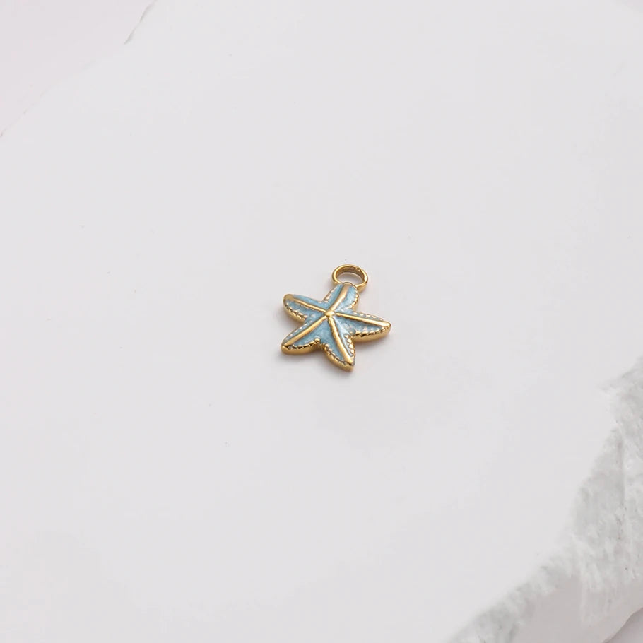 3/8Pcs Boho Summer Marine Sea Animal Starfish Turtle Pendant Jewelry Making Enamel Lizard Gecko Butterfly Colgantes Wholesale