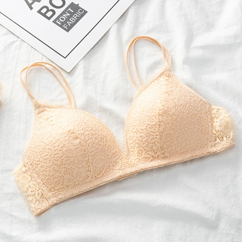 Wirefree Bra for Women Push Up Sexy Underwear Thin Breathable Bras Women Girl's Lace Brassiere Soft Lingerie Underwear A/B Cup - Charlie Dolly