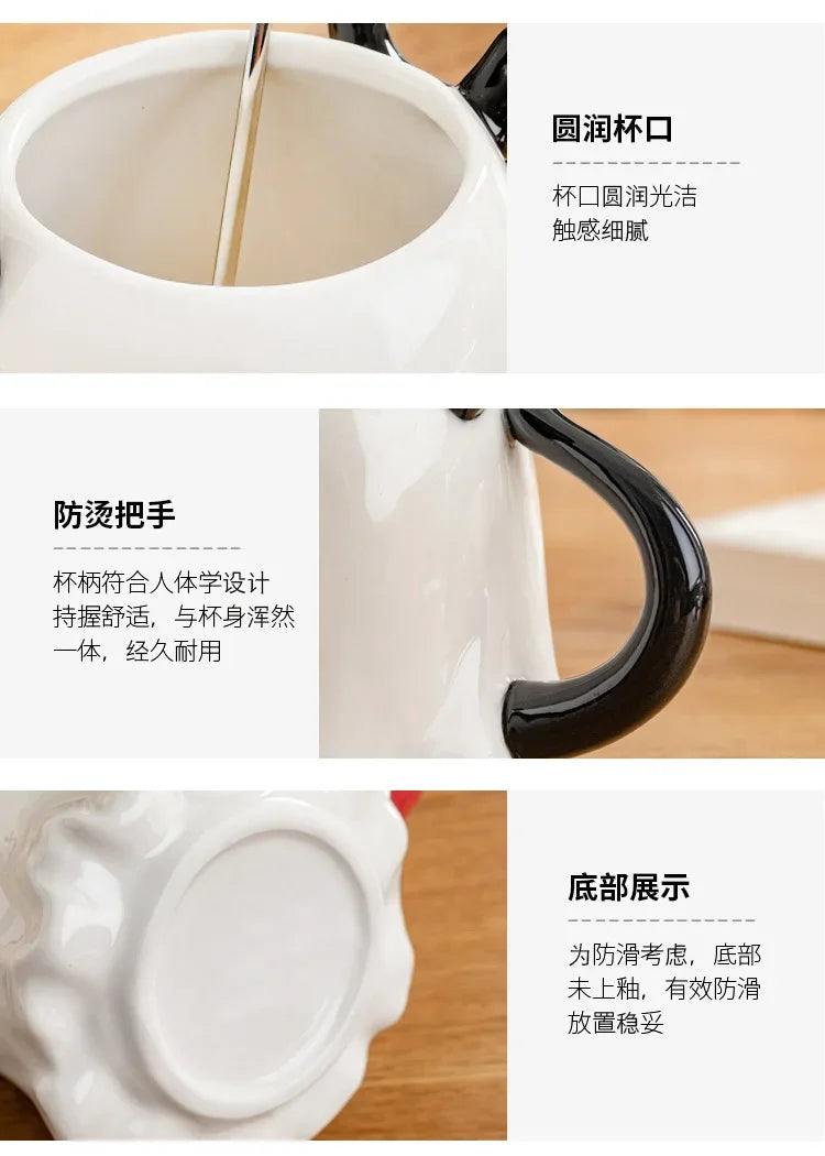 1pc 16oz Large Ceramic Halloween Devil Mug Adorable Cartoon Ghost Elf Kawaii Elves Porcelain Tea Cup Drinkware Gift for Kids - Charlie Dolly