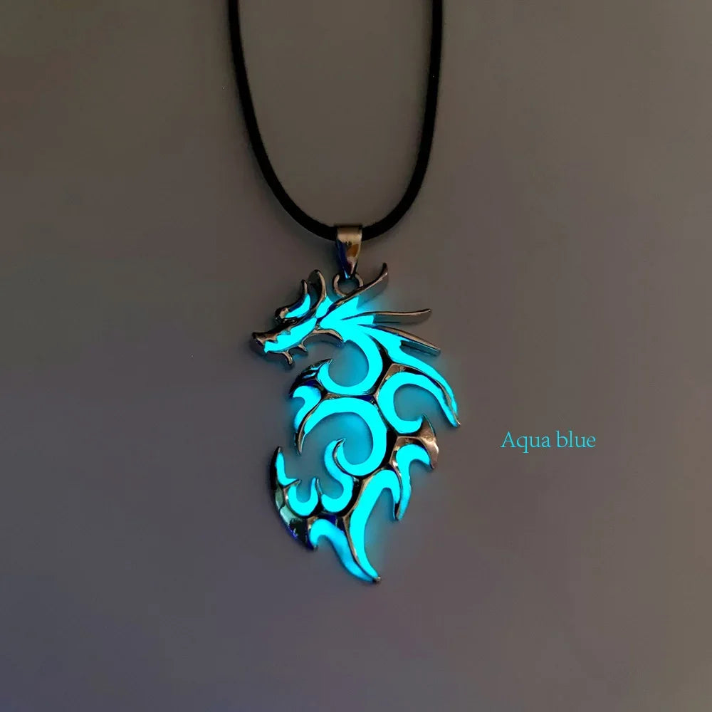 Luminous Dragon Necklace Glowing Night Fluorescence Antique Vintage Glow In The Dark for Men Women Gift Party Halloween Day Club - Charlie Dolly