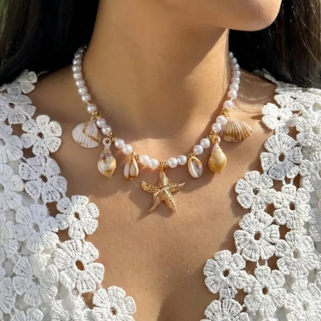 Shell, Starfish and Seahorse Polymer Clay Choker Set (3 Pieces)