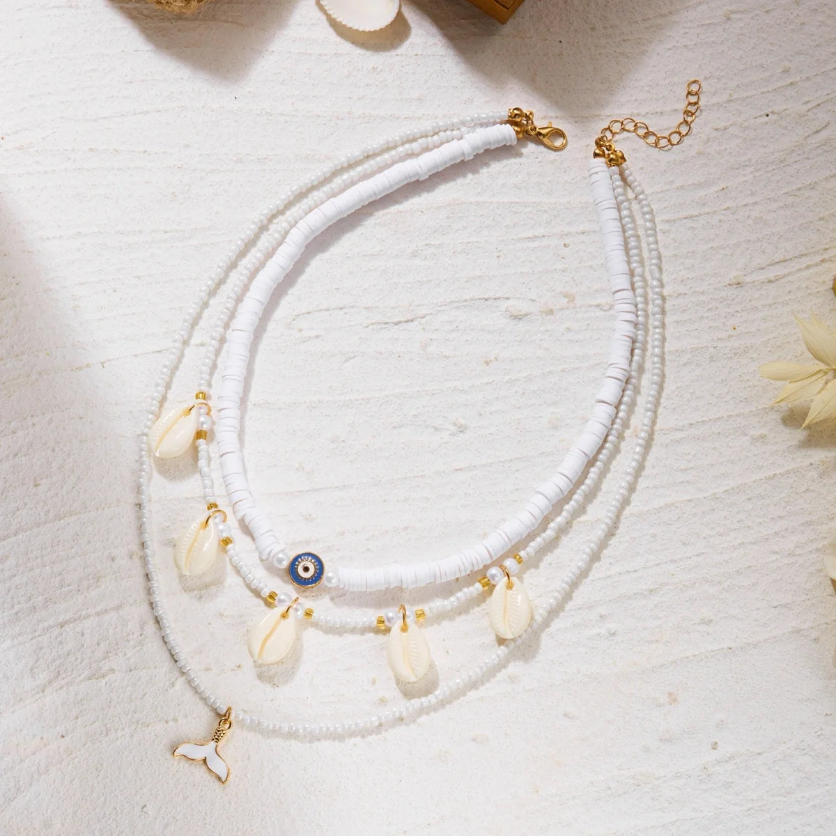 Multilayer Imitation Pearl Rice Bead Starfish Resin Turtle Shell Necklace For Women Men Ocean Beach Fishtail Choker Boho Jewelry