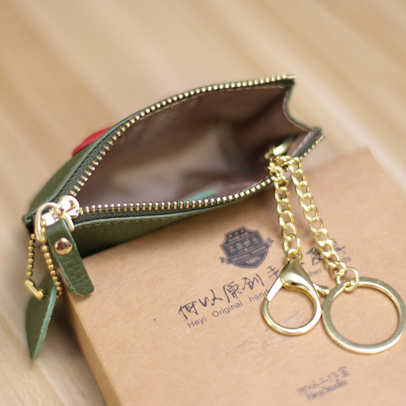 2022 Genuin Leather Heart Coin Purse Women Key Holder Ladies Cute Heart Patch Small Pouch Key Holder Leather Coin Wallet Purse - Charlie Dolly