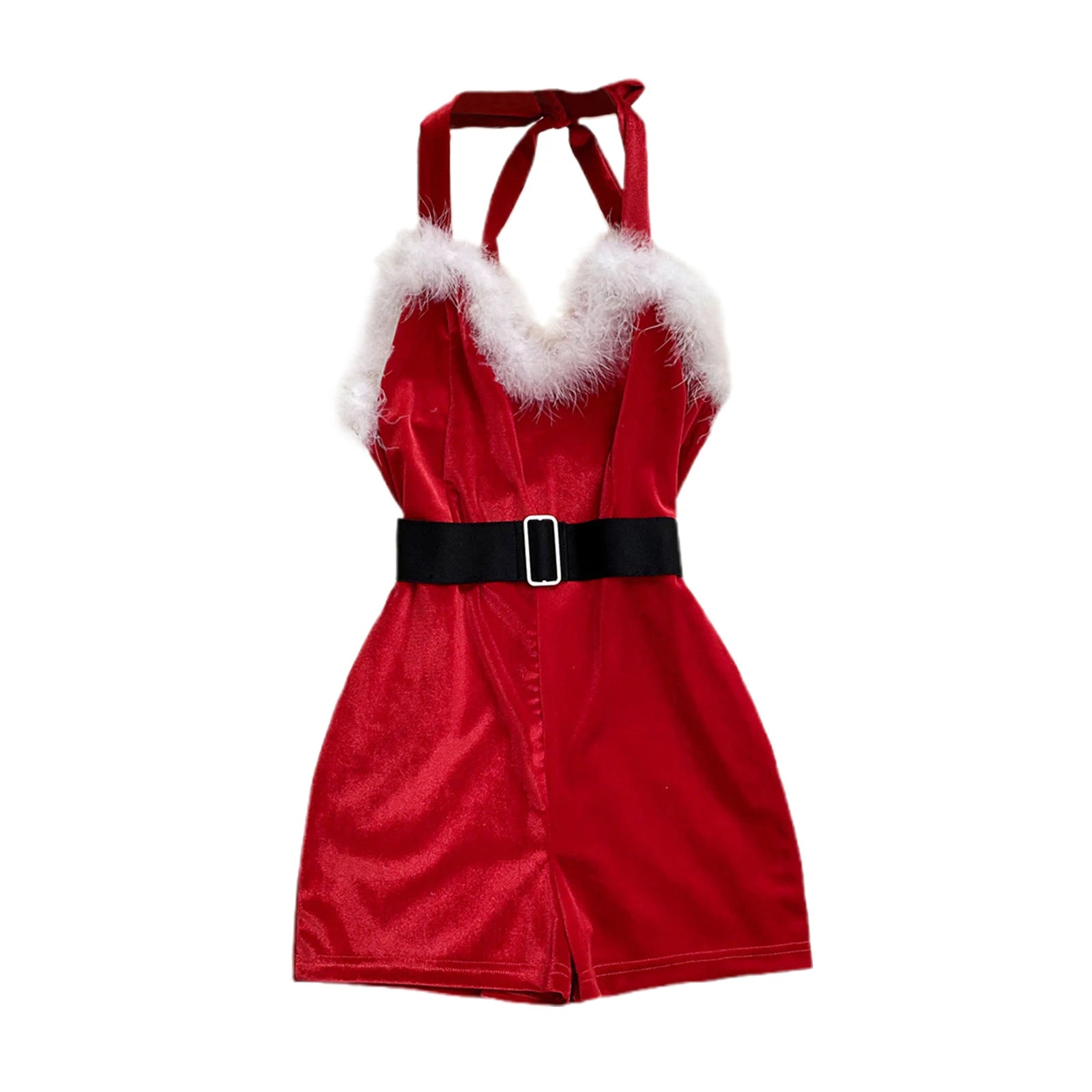 Women s Christmas Cosplay Costume Lingerie Rompers Plush Trim Christmas Party Cosplay Jumpsuits Playsuits - Charlie Dolly