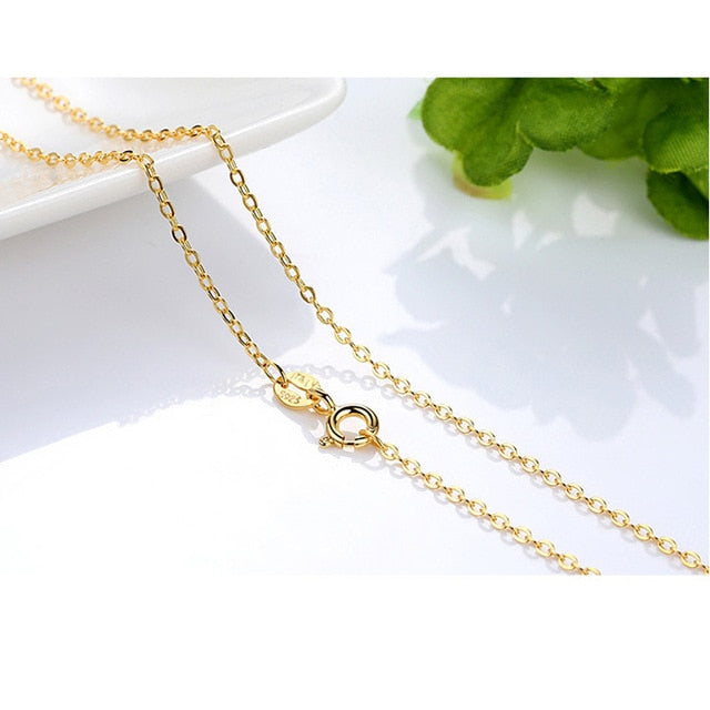 Genuine 14k Gold Color Necklace For Women Water Wave Chain Snake Bone/starry/Cross Chain 18 inches Necklace Pendant Fine Jewelry - Charlie Dolly