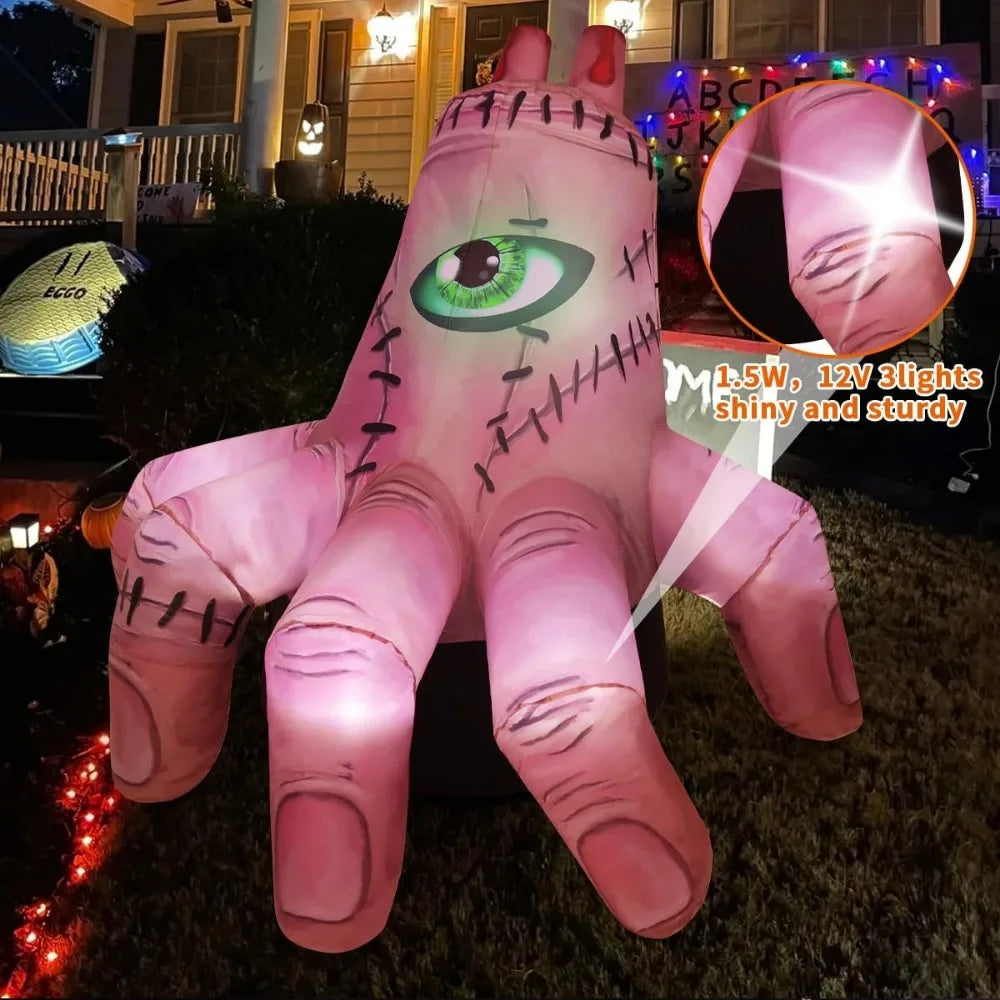 Halloween Inflatables Hand Outdoor Decorations Blow Up Yard Scary Giant with Built-in LEDs for Indoor Party Garden Lawn Decor - Charlie Dolly