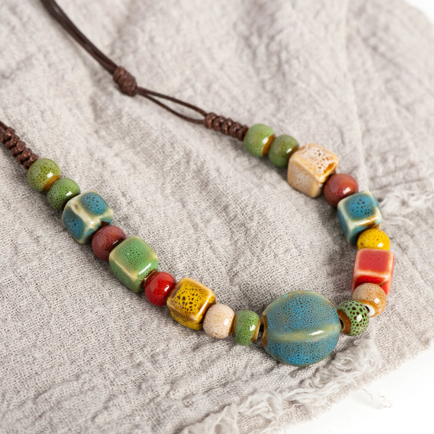 Ceramic Bead Simple Long Pendant Necklace Jewelry