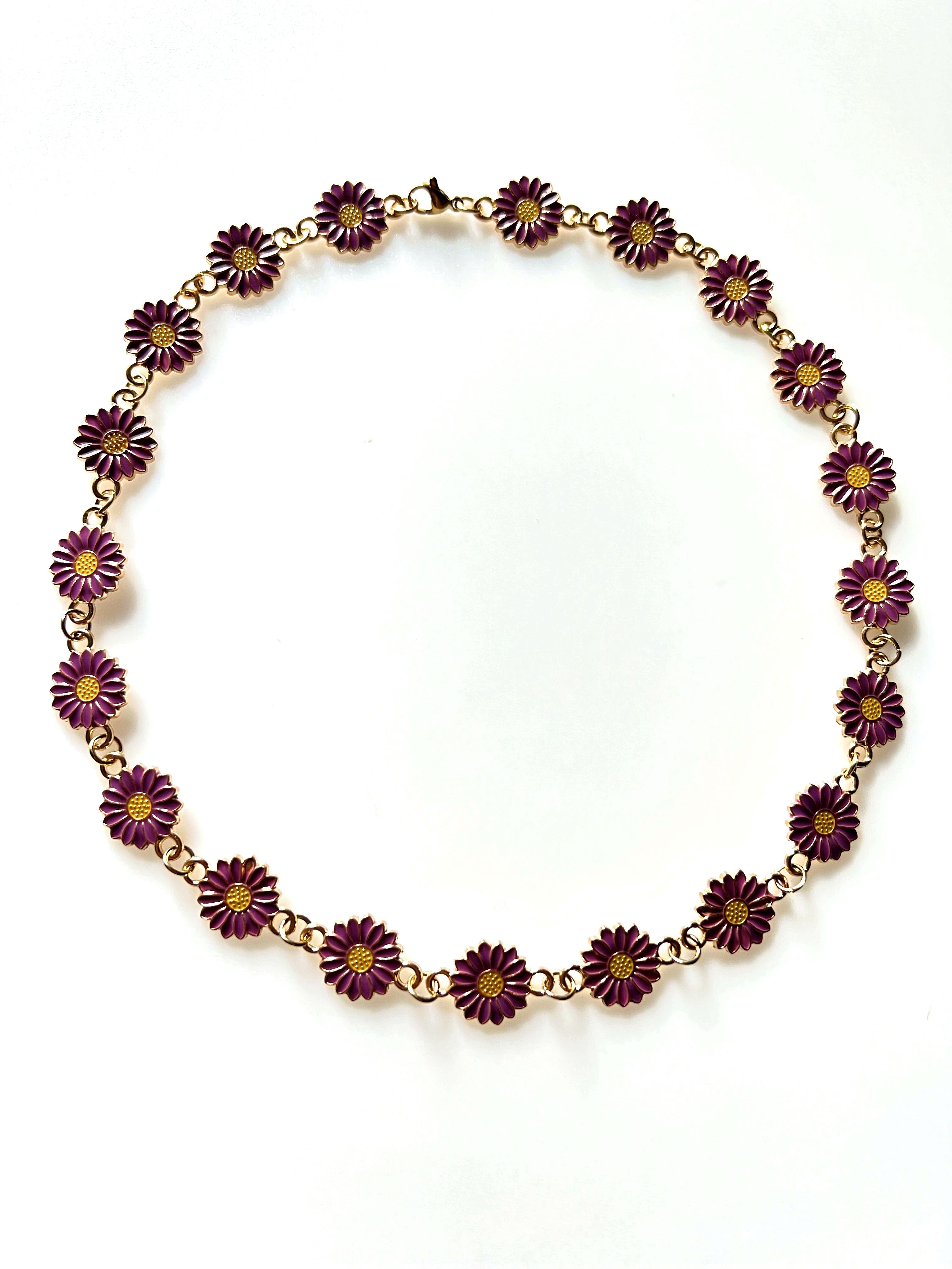 Creative Elegant Dripping Oil Sunflower Chain Necklace Fashion Enamel Small Daisy Statement Necklaces For Women Jewelry - Charlie Dolly