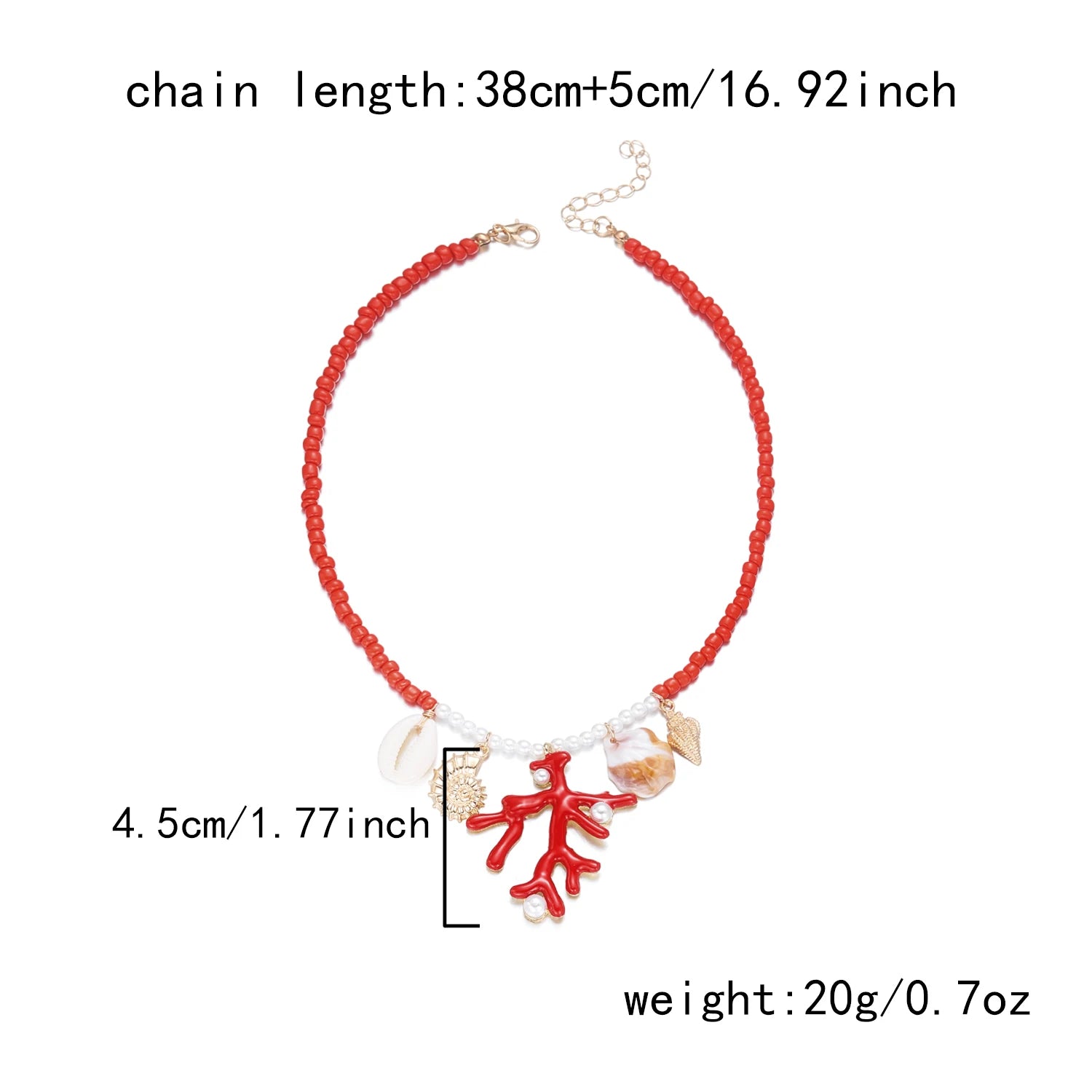 Coral Shell Starfish Sun Rice Bead Pendant Necklace for Women Boho Choker Chain Creative Jewelry Fashion Beach Vacation Gift