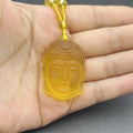 High Quality Unique Natural Yellow Quartz Carved Buddha Lucky Amulet Pendant Necklace Frosted Buddha head Amitabha Pendant - Charlie Dolly