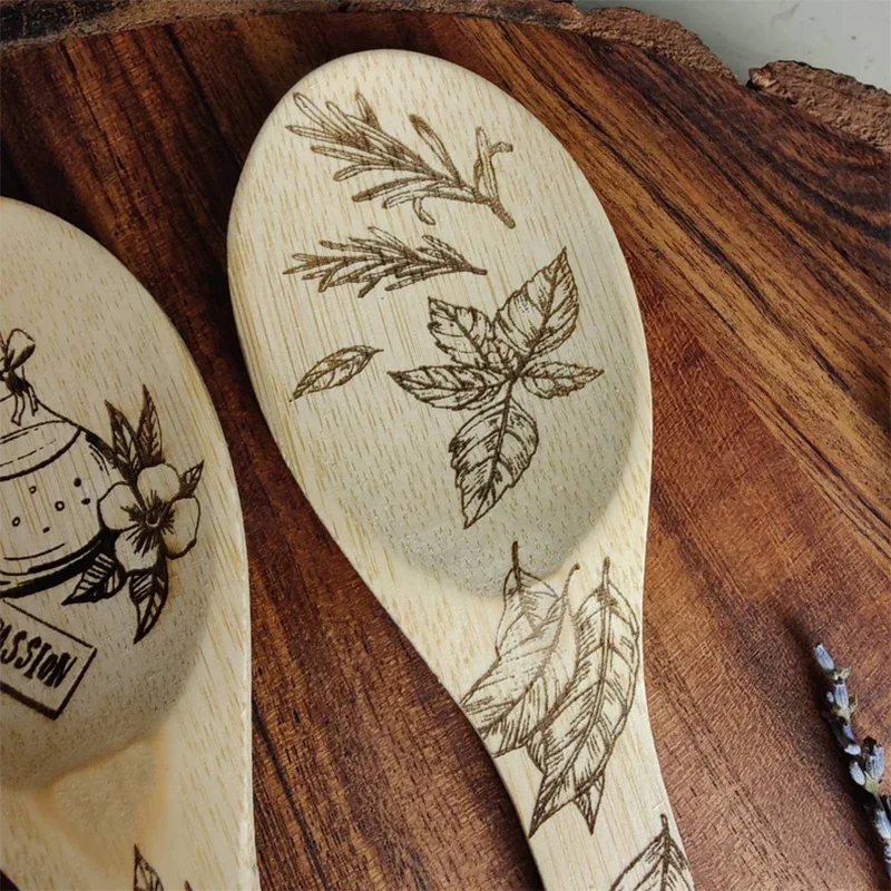Set of 3 Kitchen Witch Decorative Spoon Wood Burning Halloween Kitchen Favor for Family Halloween Decor Home 2024 Supplies Party - Charlie Dolly
