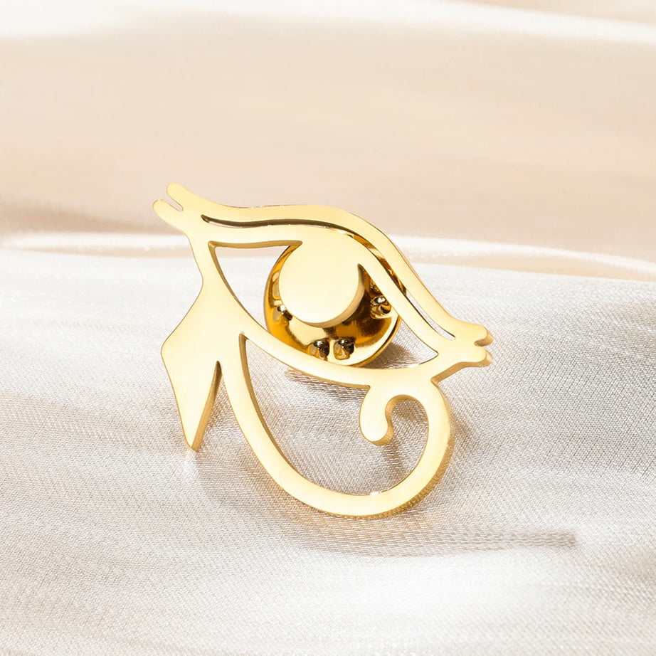 Eye of Horus Brooch Pin, Ancient Egyptian Protection Amulet Stainless Steel