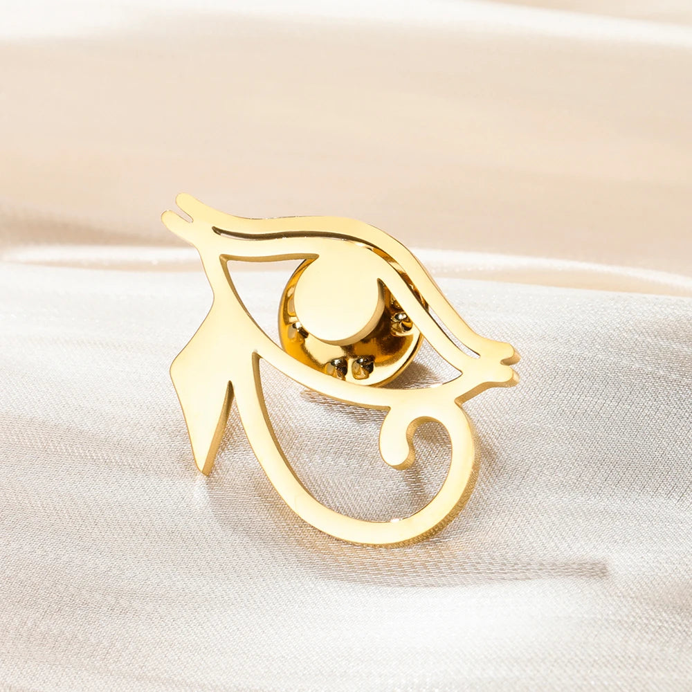 Dawapara Ancient Egyptian Eye Symbol Pin Eye of Horus Brooch Spiritual Jewelry Protection Amulet Stainless Steel Accessory
