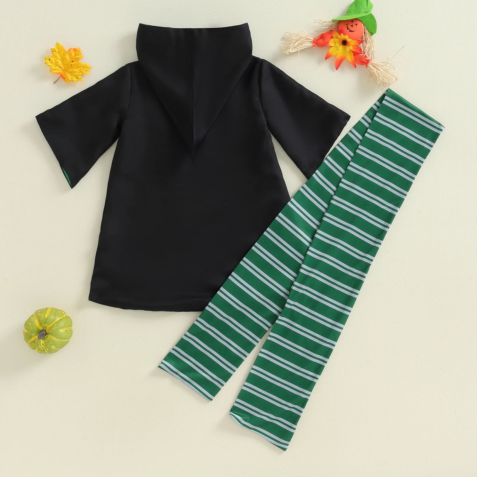 2024-07-09 Lioraitiin Kid Halloween Witch Costume Long Sleeve Hood Wizard Cloak with Scarf 2 Pcs Cosplay Clothes Set - Charlie Dolly