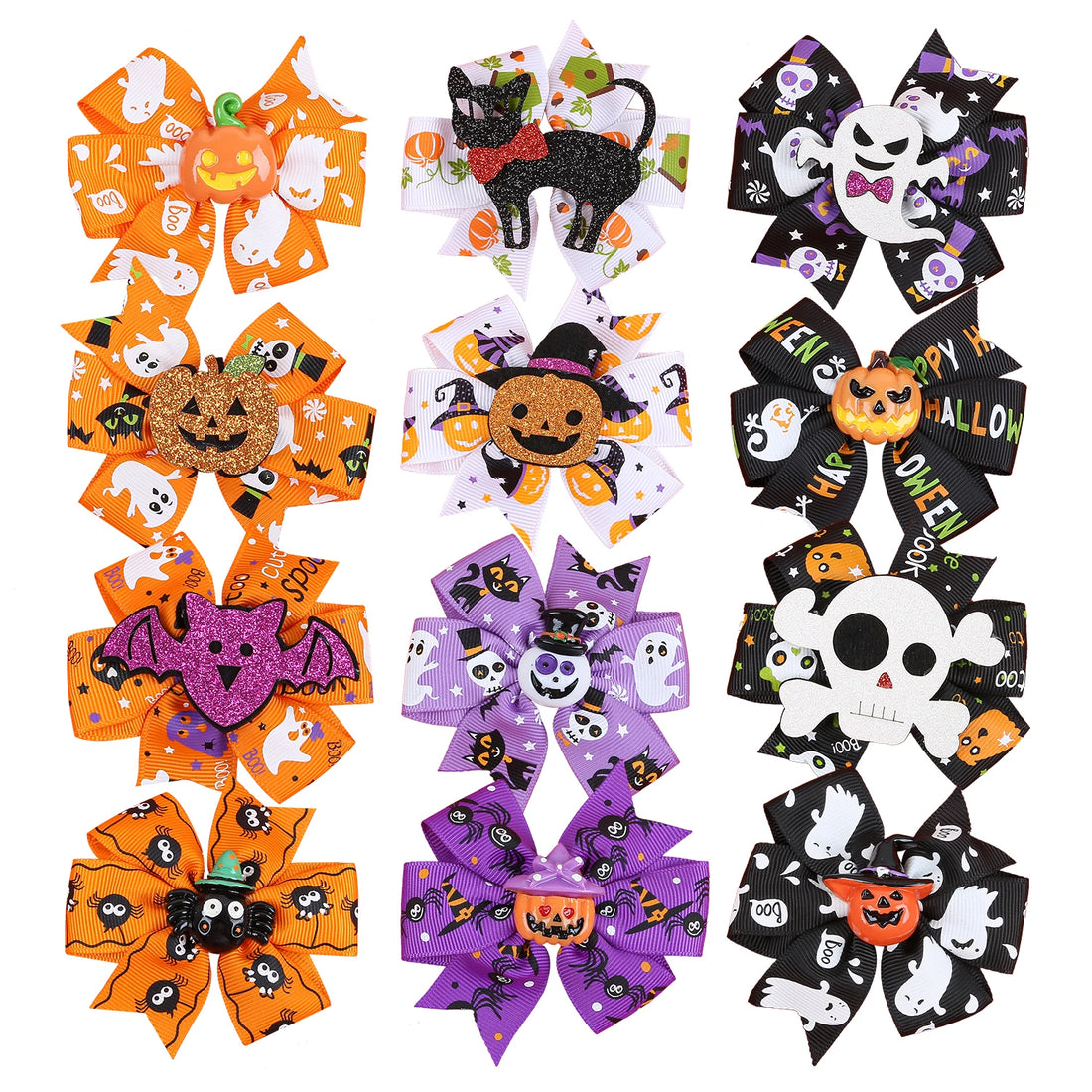 1/6PCS Kids Halloween Hair Clips Pumpkin Devil Hair Bows Clips Girls Festival Party Barrettes Clips Children Hair Accessories - Charlie Dolly