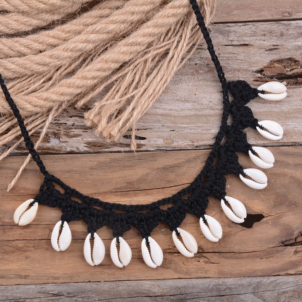 Women Shells Choker Necklaces Natural Sea Cowrie Shell Rope Chain Choker Necklace Summer Jewelry Girl Friendship Gifts Handmade - Charlie Dolly