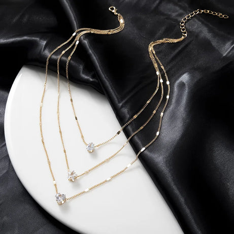 Trendy Zircon Pendant Multilayer Boho Choker Necklace