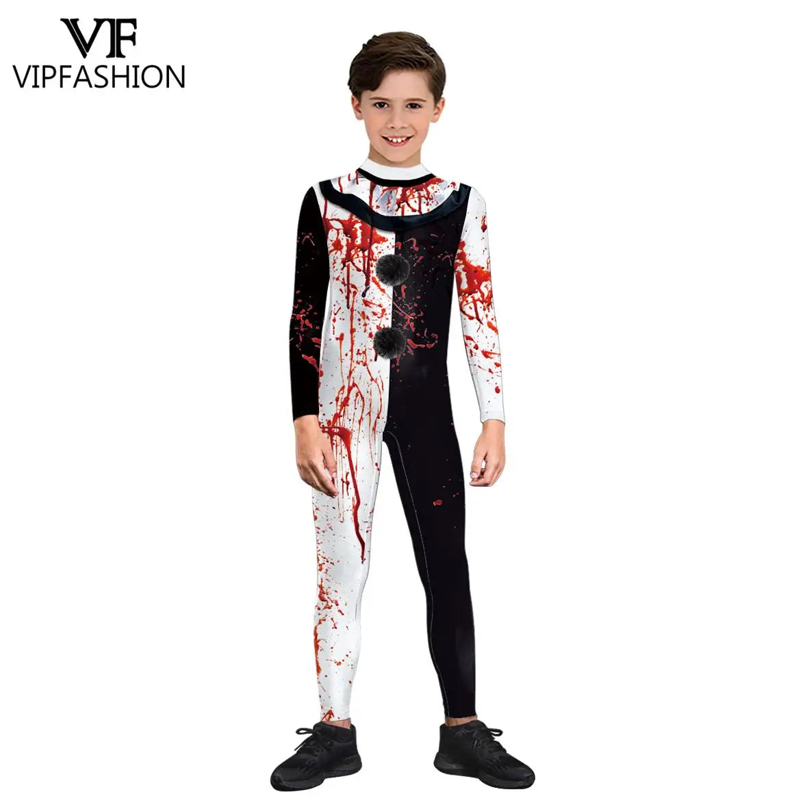 VIP FASHION Blood Clown Costume Adult Kid Halloween Suit Fancy Family Matching Suit Zentai Bodysuit Movie Scary Cosplay Jumpsuit - Charlie Dolly