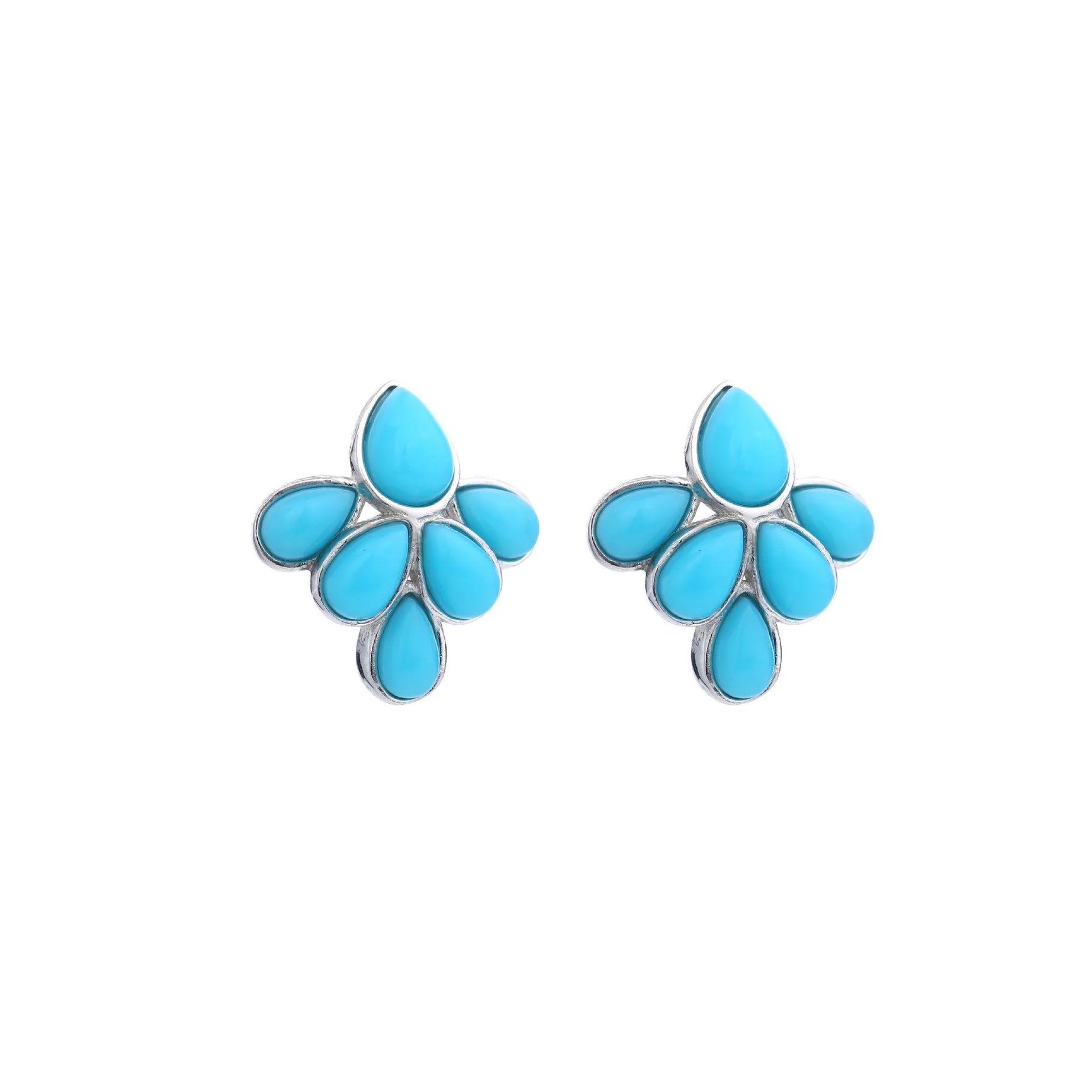 GEEZENCA 925 Silver Lapis Lazuli Turquoise Leaf Stud Earrings Women Gold Plated Trendy Dainty Lightweight Statement Earring Gift - Charlie Dolly