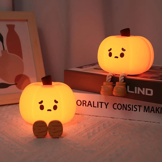 Pumpkin Halloween Night Lights Cute Soft Silicone Safe Lamp Decorations Timing Dimmable Bedside Decor Kids Baby Halloween Gifts