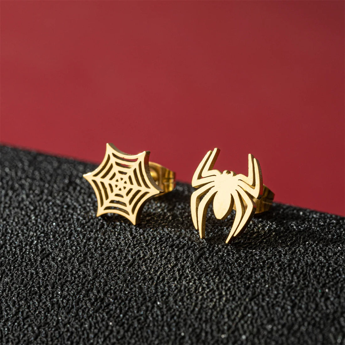Cartoon Spider And Web Stainless Steel Stud Earrings For Women Punk Black Animal Bat Piercing Earings Halloween Party Gifts - Charlie Dolly
