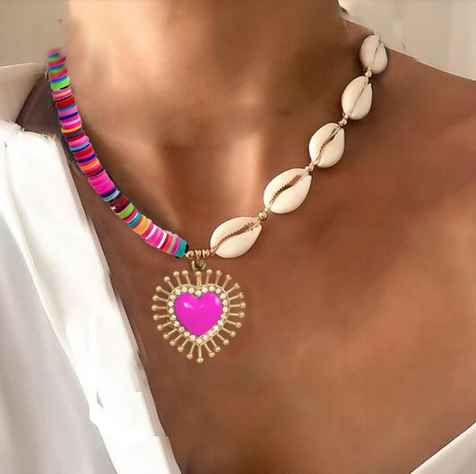 birthday gift Unisex Collar Concha Hip Hop Rock Stylish summer Polymer Clay boho puka shell Choker necklace jewelry women - Charlie Dolly