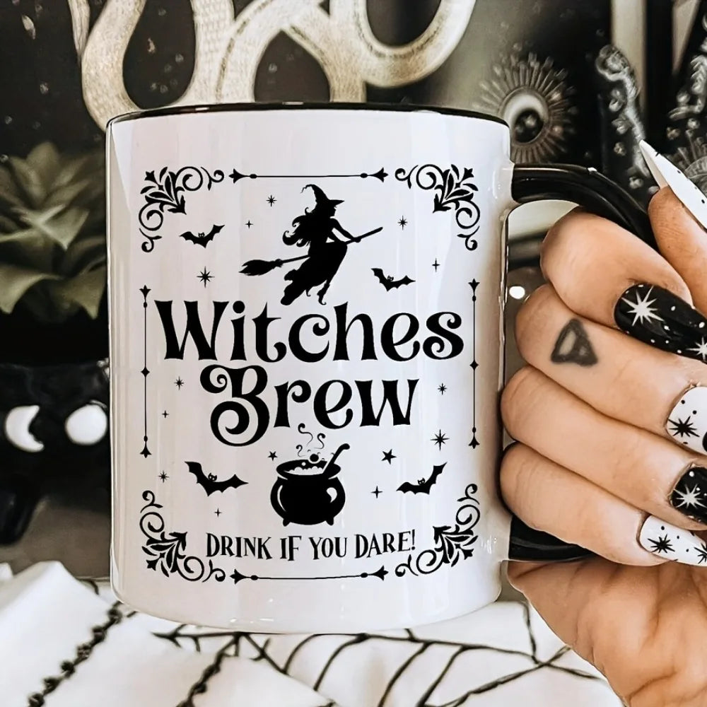 1pc 11oz Witches Coffee Mug Enchanting Halloween Gift for Friends Ceramic Coffee Cup Desktop Decor Summer and Winter Drinkware