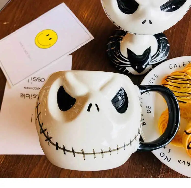 1pc 600ml Halloween Skull Mug with Handle Lidless Ceramic Cup Funny Coffee Cup Mocha Mug Halloween Gift Home Decor - Charlie Dolly