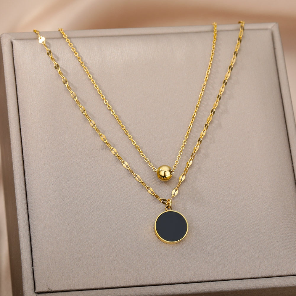 Stainless Steel Geometry Star Moon Butterfly Pendant Multilayer Chain Choker Necklace For Women Wedding Accessories Dropshipping - Charlie Dolly