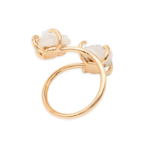 Irregular Crystal Cluster Open Ring for Women Girls Claw Setting Gold-color Boho Natural Stone Finger Jewelry Resizable - Charlie Dolly