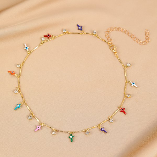 Vintage Rainbow Crystal Heart Choker Necklace for Women Gold Color Chain Boho Jewelry Statement Summer Beach Gift Collar - Charlie Dolly