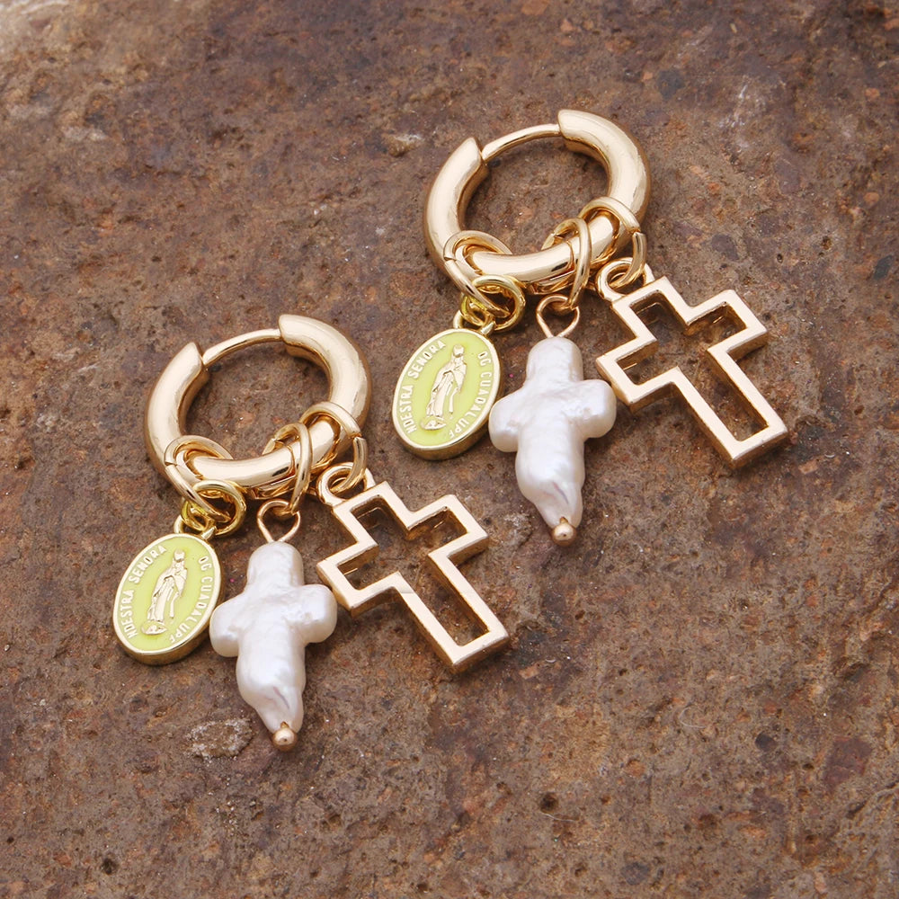 Pendant Earrings For Woman Boho Natural Stone Clover Malachite Powder Crystal Bohemia Charm Ear Luxury Quality Jewelry Girls