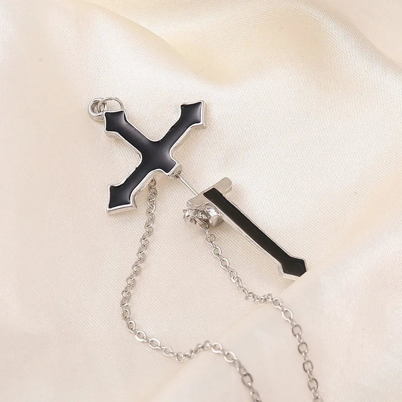 Vintage Dark Gothic Kinitial Sword Earrings For Women Men Dagger Piercing Earring Ear Jacket Punk Goth Halloween Jewelry Gift - Charlie Dolly