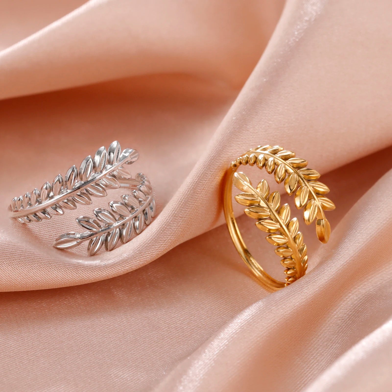 Skyrim New In Wheat Ears Leaf Ring Boho Stainless Steel Gold Color Open Women Rings 2025 Trendy Jewelry Valentine Gift Wholesale