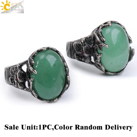 CSJA Vintage Silver Rings Natural Stone Amethyst Ring for Women Adjustable Design Handmade Fashion Jewelry Boho Accessories H765 - Charlie Dolly
