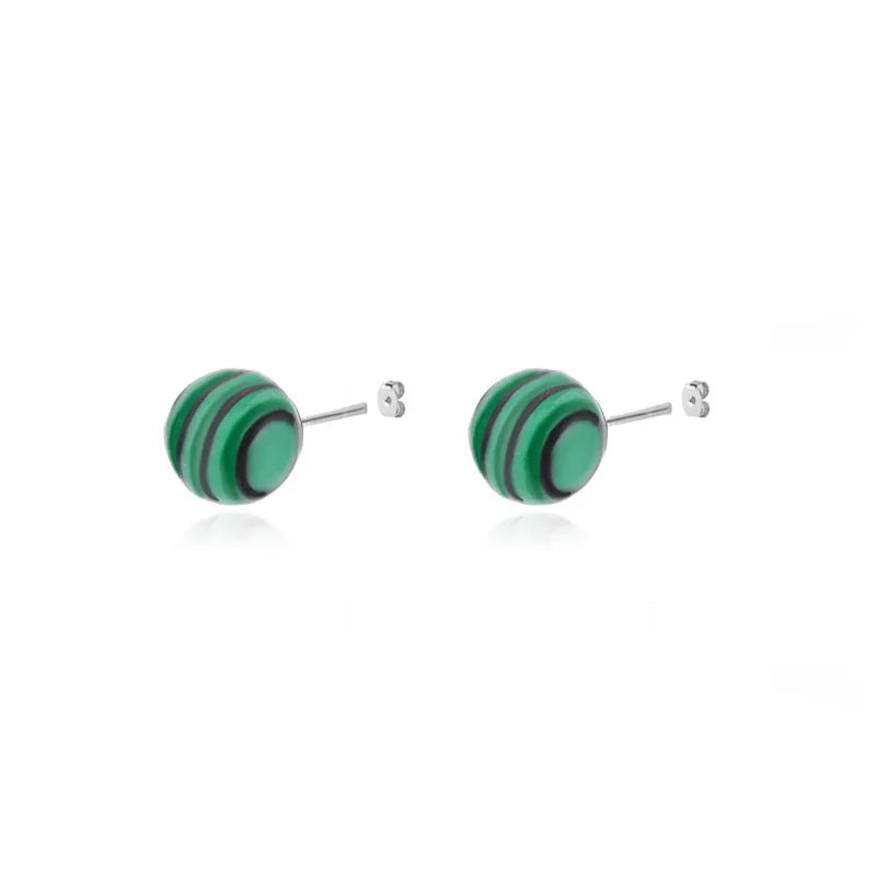 1 Pair Natural Stone Stud Earrings For Women Men Round Turquoises Tiger Eye Lapis Lazuli Beads Earring Fashion Jewelry Gift