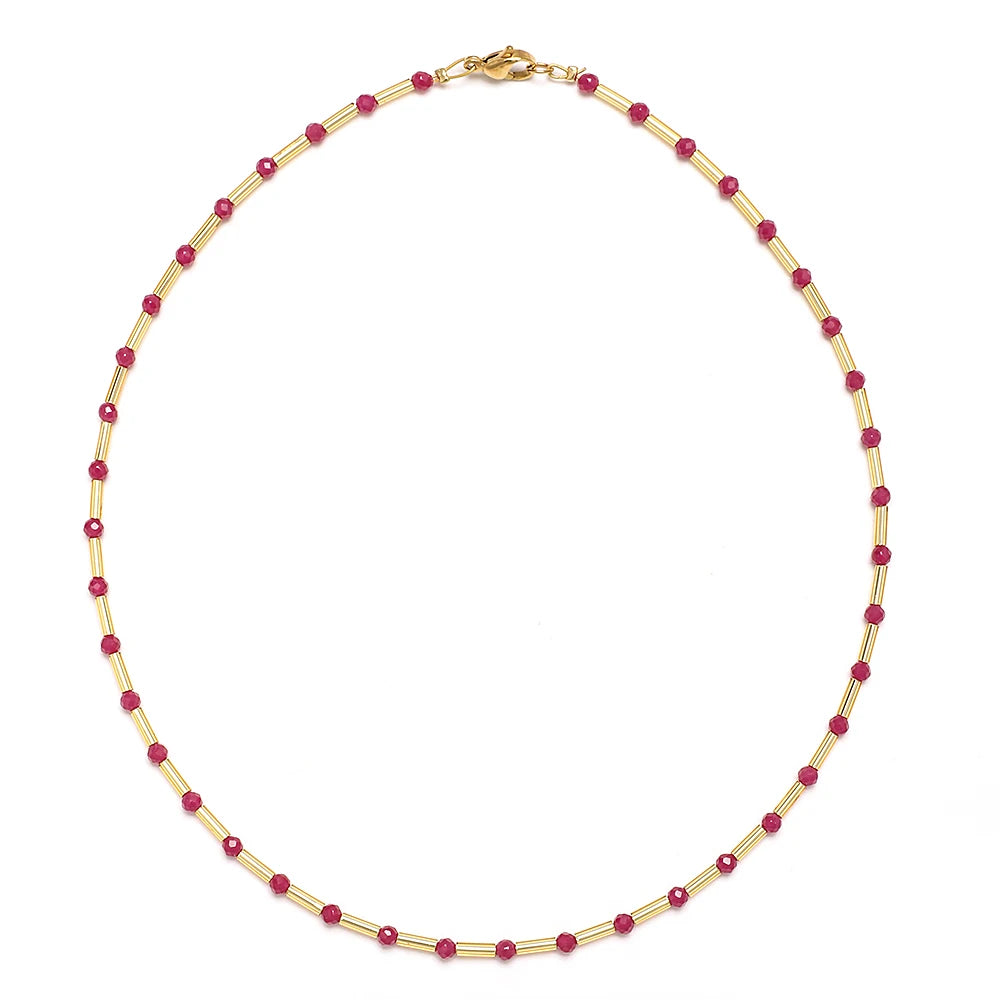 ZMZY Fashion Boho Necklace Women Jewelry Natural Stone Choker Healing Tiny Beads Clavicle Chain Crystal Agates Necklace
