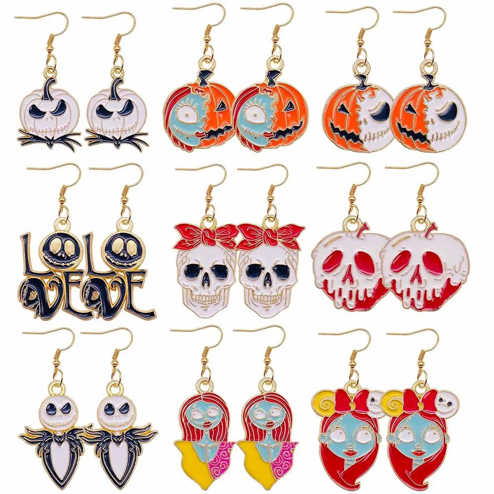 Halloween New Earrings Cartoon Pumpkin Ghost Little Ghost Earrings Personalized Funny Skull Alloy Halloween Jewelry - Charlie Dolly