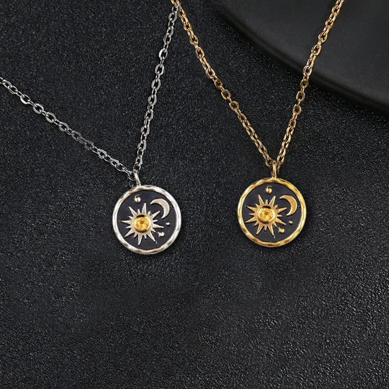 Summer Trends Boho Vintage Dangle Earrings Pendant Necklaces Set For Women Sun Moon Necklace Jewelry Engagement Accessories Gift