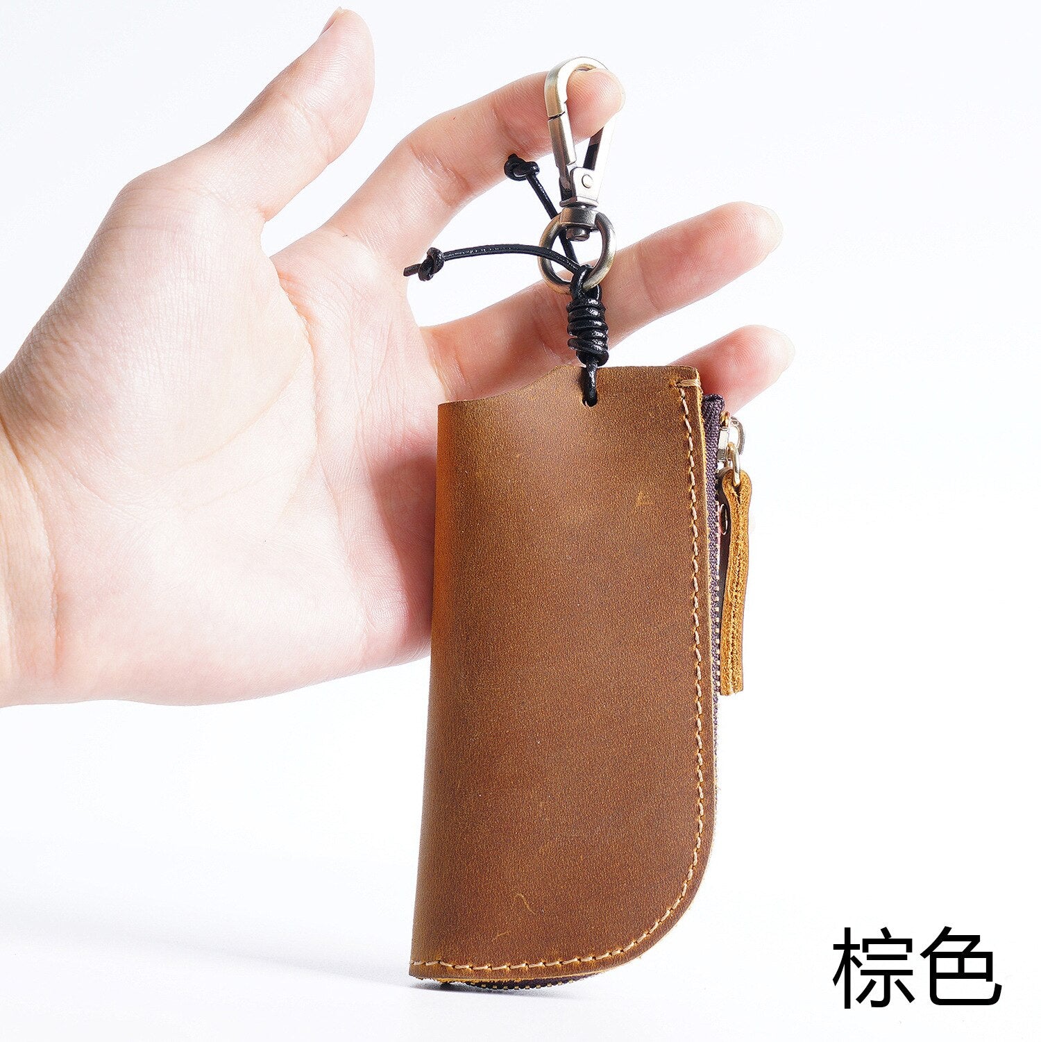 Genuine Leather Housekeeper Keychain Car Key Holder Men Zipper Key Ring Pouch Case Cover Keys Bag Key Organizer Wallet Purse - Charlie Dolly