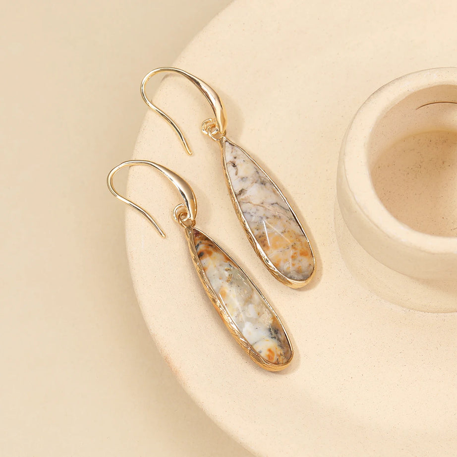 Rose Quartz Clear Quartz Teardrop Healing Earrings Jewelry