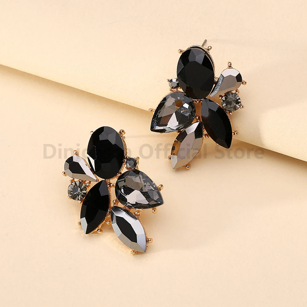 Korean Fashion Original Shiny Glass Decor Stud Earrings For Women Trend Boho Luxury Charm Fairy Wedding Party Unusual Jewelry