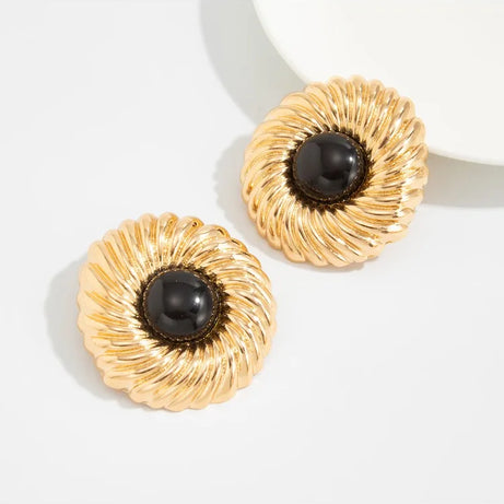 Resin Bead Big Spiral Stud Earrings Jewelry